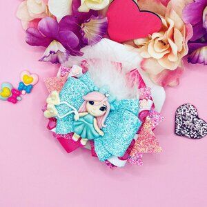 Princess Glitter Hair Bow Clip for Girls Toddler Boutique Accessory Cute Gift